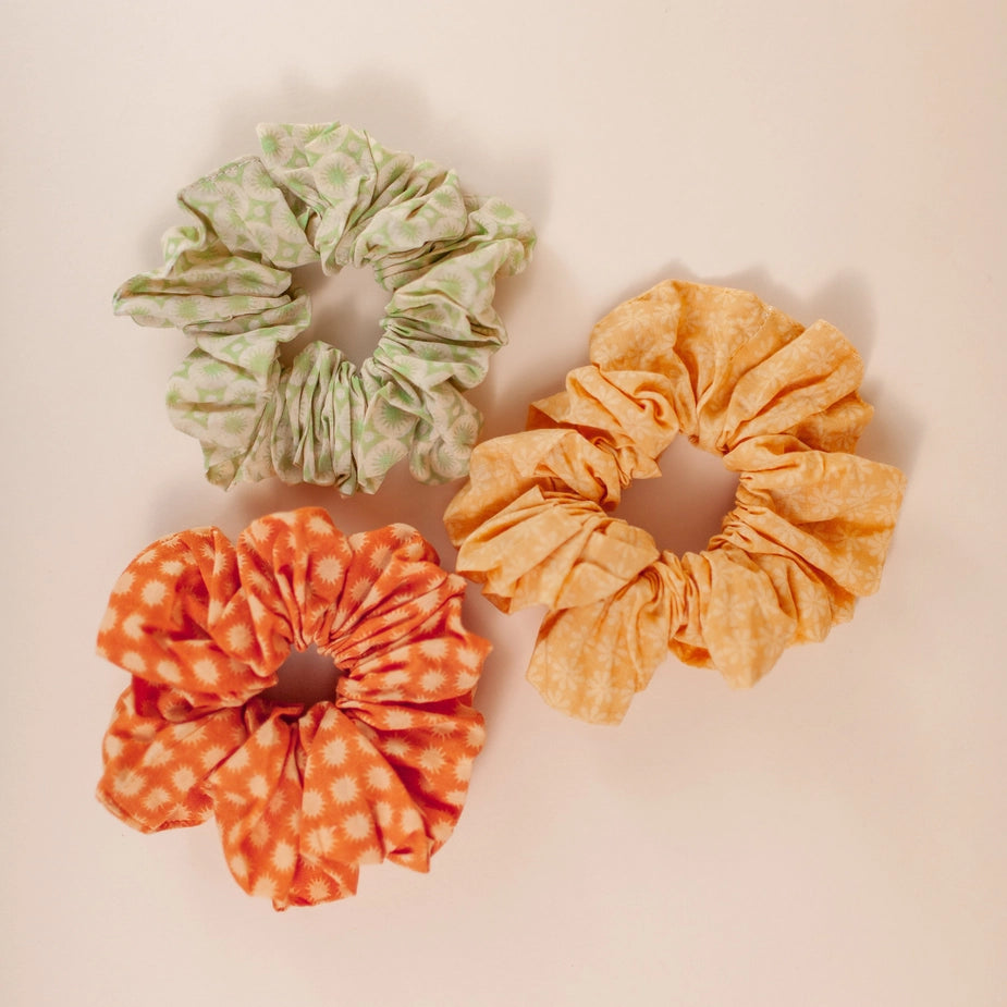 Cai & Jo Set Of 3 Scrunchies - 100% Cotton & Plastic Free