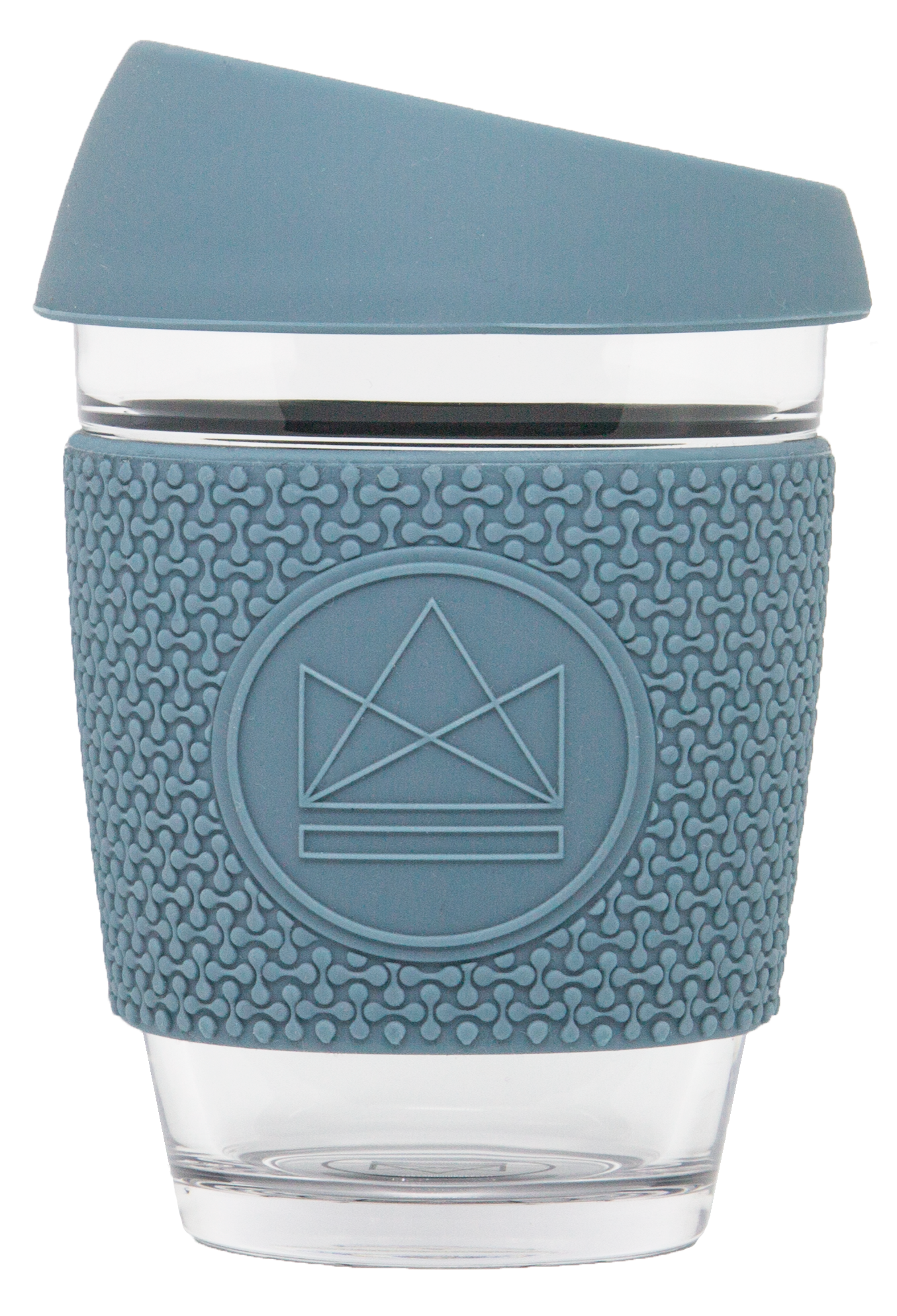 Neon Kactus Reusable Glass Coffee Cup With Thermal Sleeve 12oz - Sonic Blue