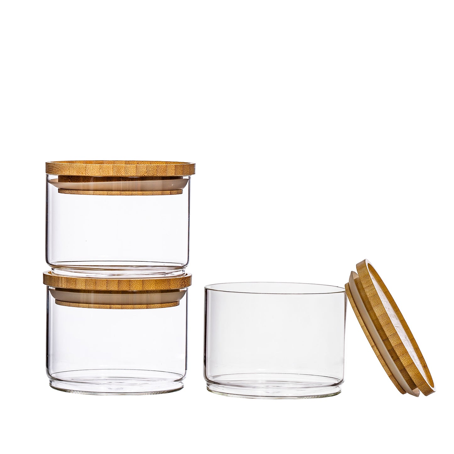 Sass & Belle Stacking Glass Storage Jars With Bamboo Lids Set of 3