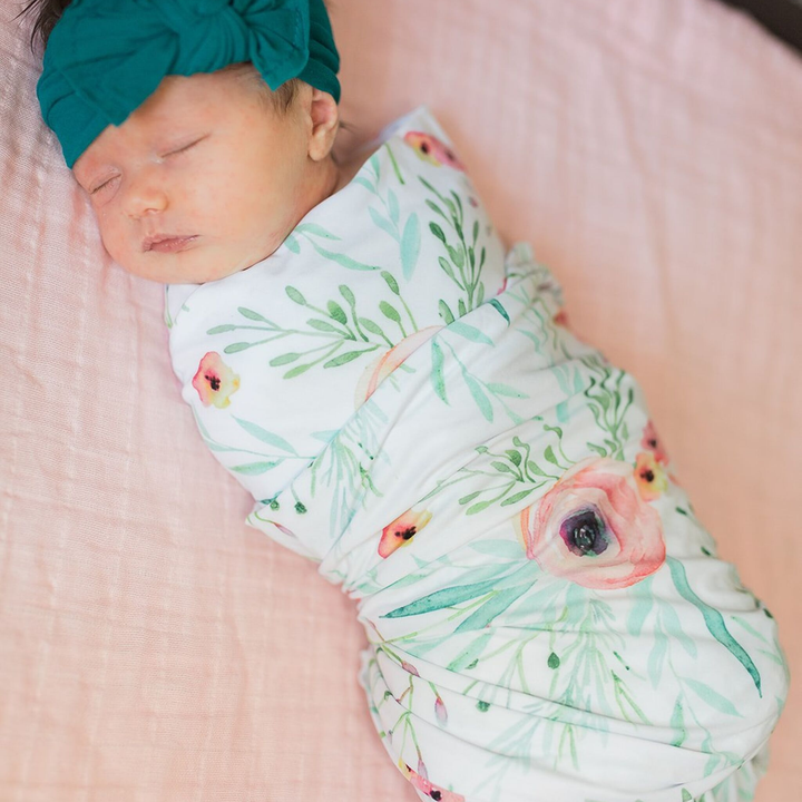 Floral Kiss Supersoft Stretch Muslin Swaddle Blanket - 120x120cm