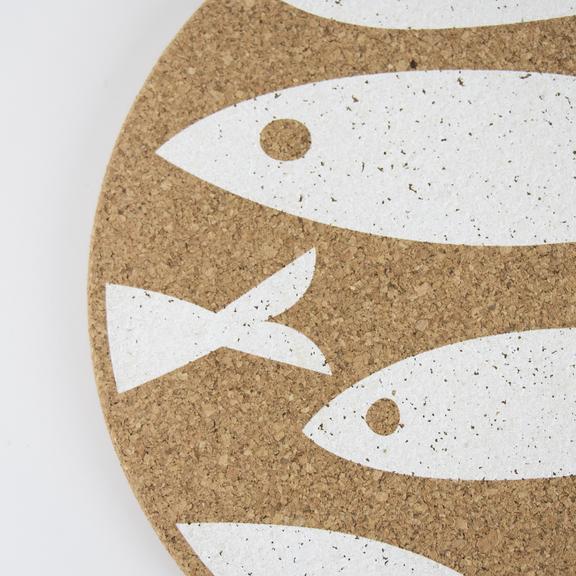 LIGA Organic Cork Placemat - White Fish Design