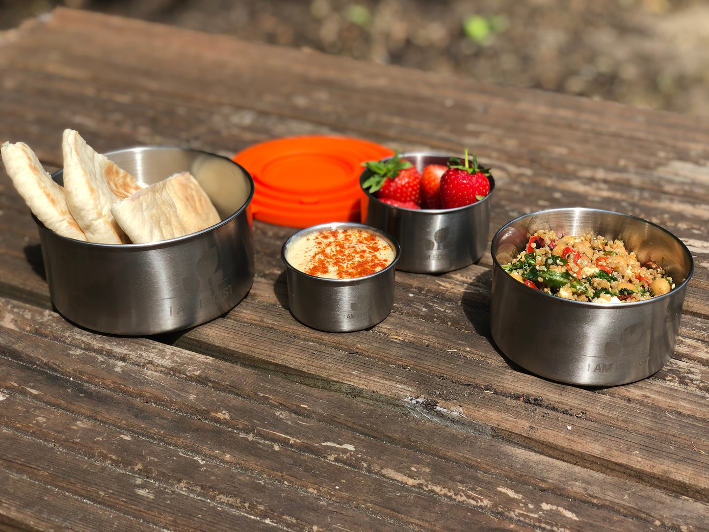 Set of 4 Stainless Steel & Silicone Leakproof Containers