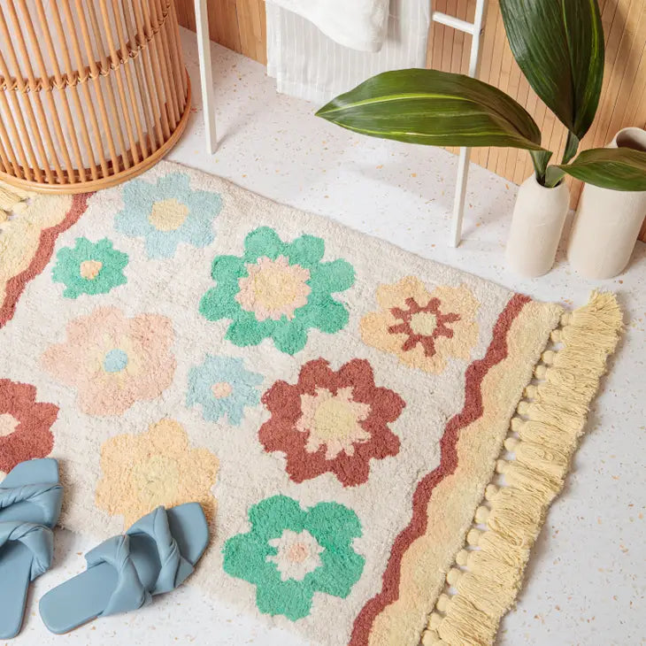 Peachy Parrot Organic Cotton Bath Mat - Mango