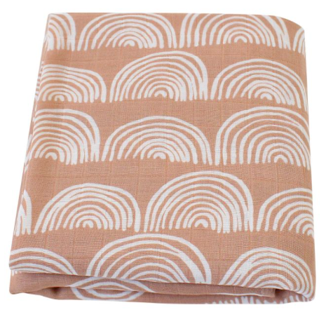 Super Soft Bamboo Swaddle Muslin Blanket Pink Rainbow - 120 x 120cm