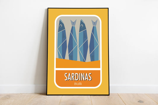 A3 Sardinas Retro Print - Jaffa Orange