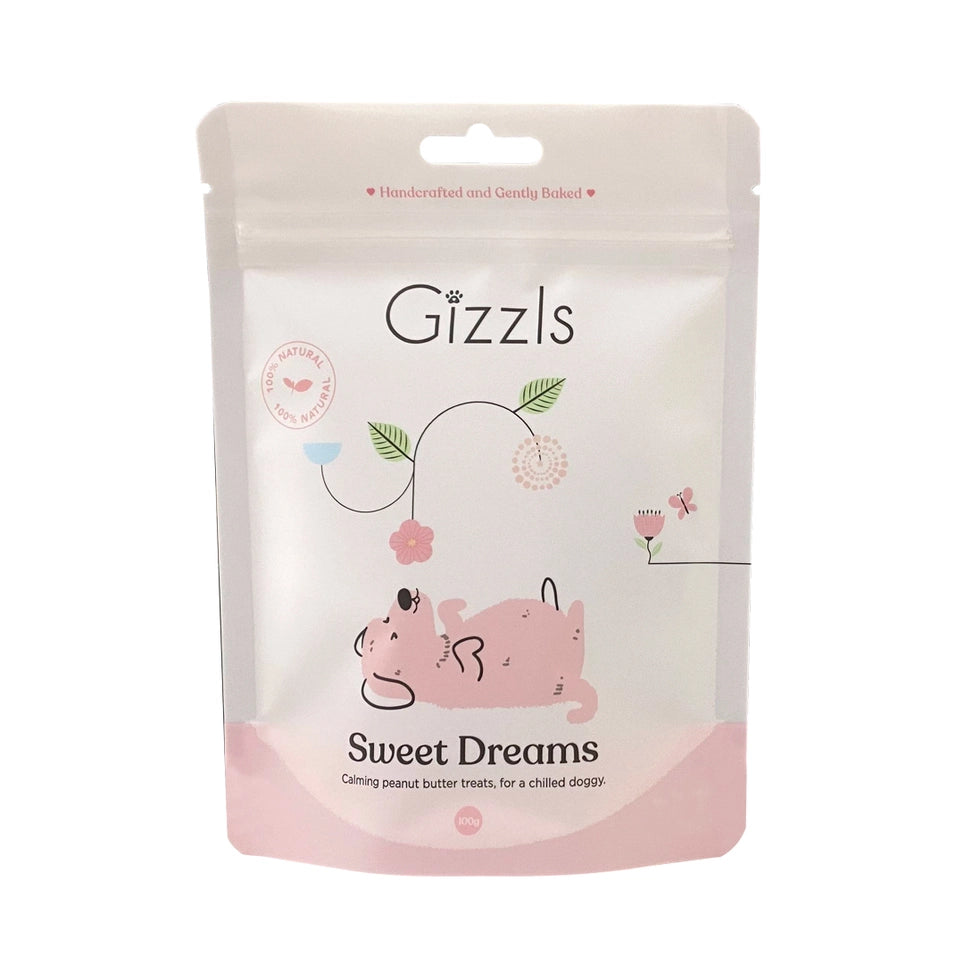 Gizzls Sweet Dreams Dog Treats - Peanut Butter & Chamomile 100g