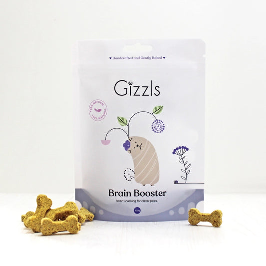 Gizzls Brain Booster Dog Treats - Peanut Butter & Blueberry 100g