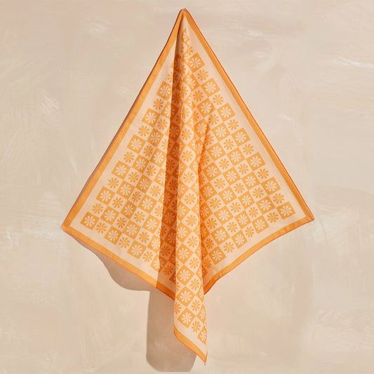 Cai & Jo Daisy Check Bandana in Orange - Organic Cotton