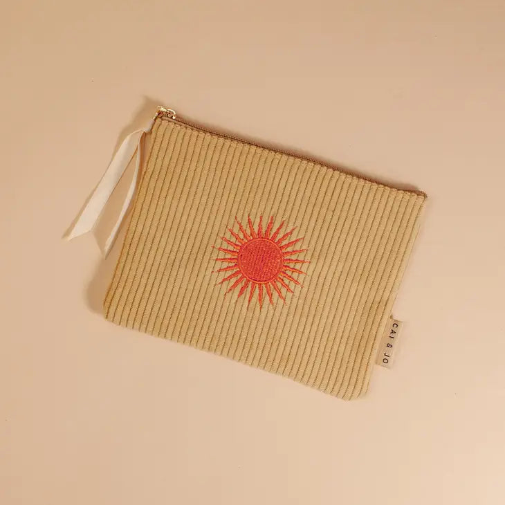 Cai & Jo Corduroy Sun Pouch in Pale Ochre