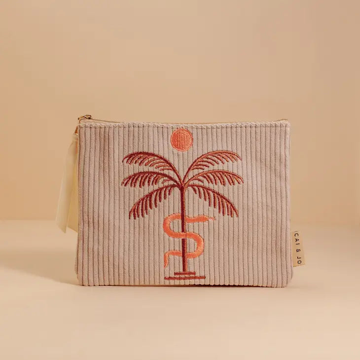 Cai & Jo Corduroy Palm Pouch in Stone