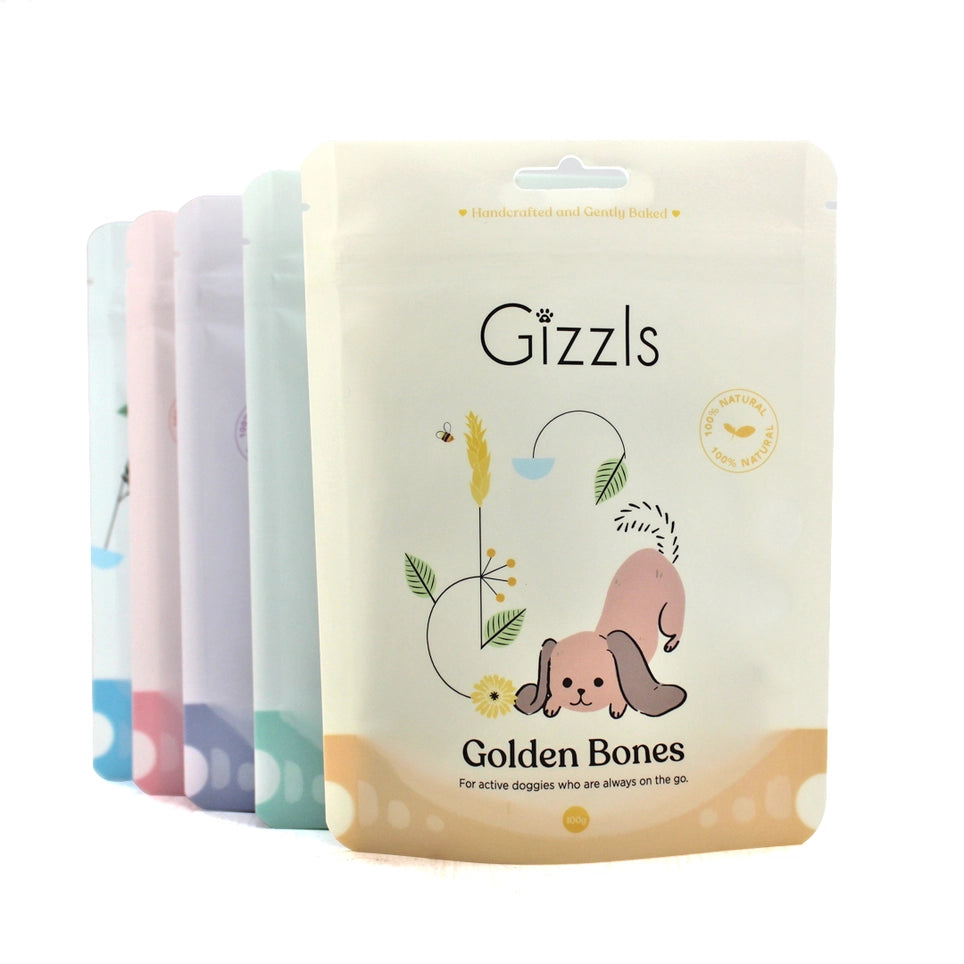 Gizzls Golden Bones Dog Treats - Peanut Butter & Turmeric 100g