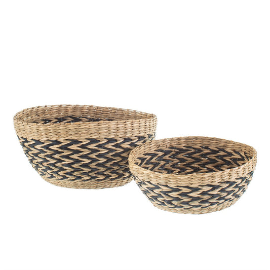 Sass & Belle Black Chevron Seagrass Bowls - Set of 2