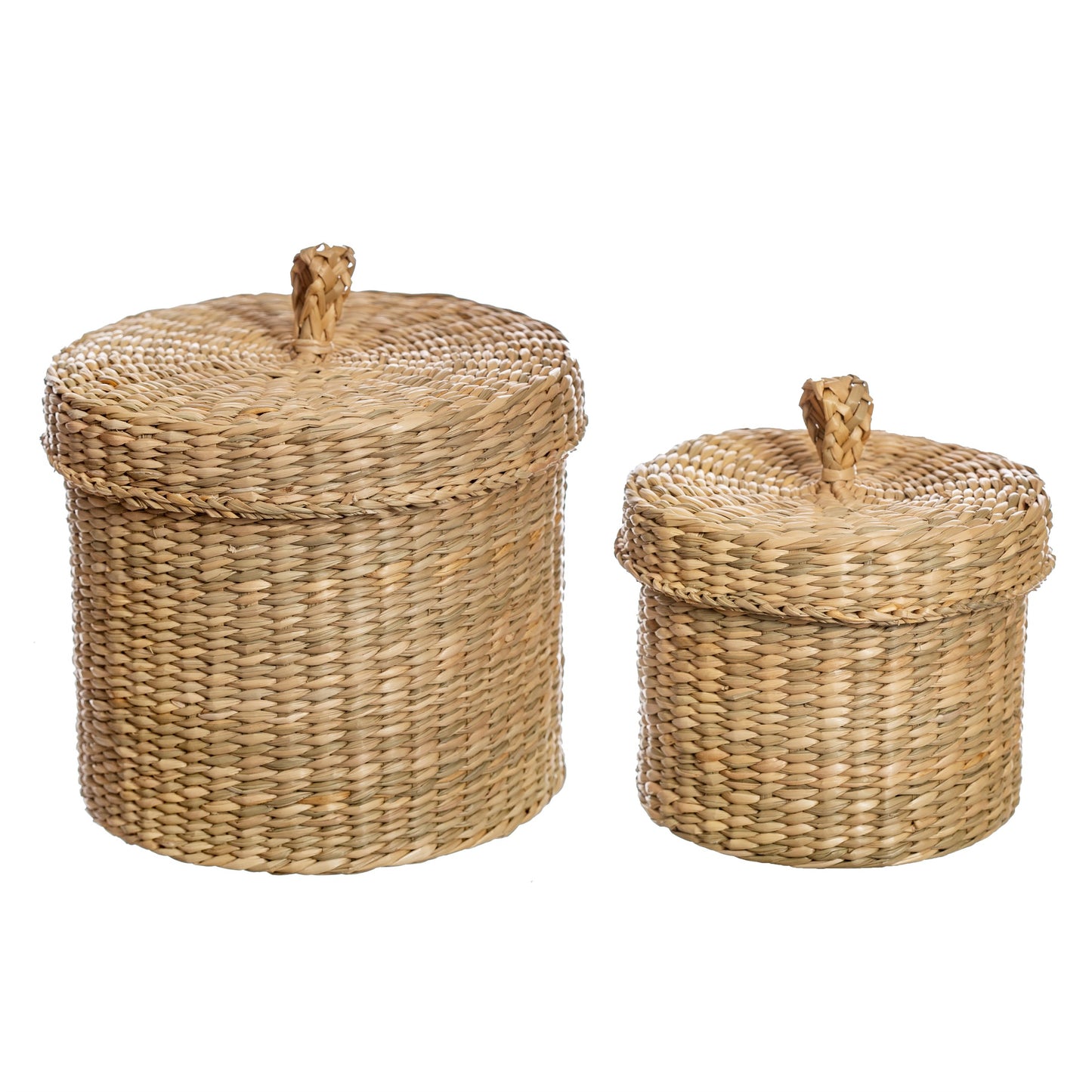 Sass & Belle Natural Seagrass Storage Baskets With Lids Set Of 2