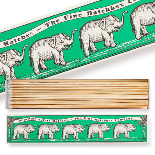 The Archivist Matches Green Elephants Extra Long - 45 Non Toxic Matches