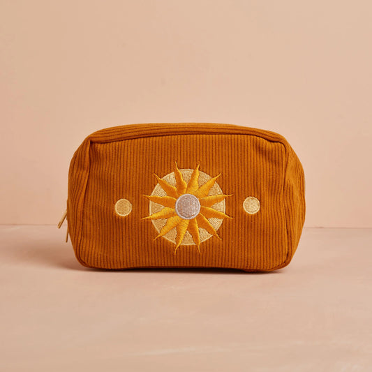 Cai & Jo Corduroy Makeup Bag in Burnt Orange