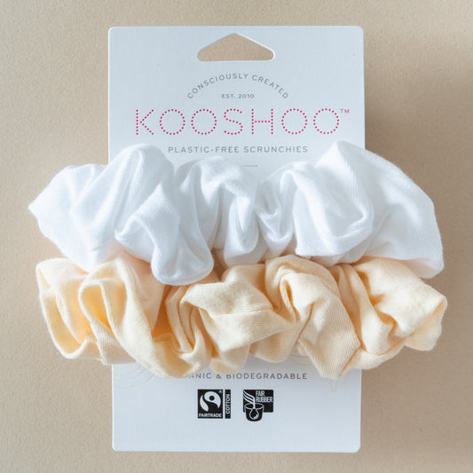 Kooshoo Plastic Free Scrunchies - 2 Pack Natural Light