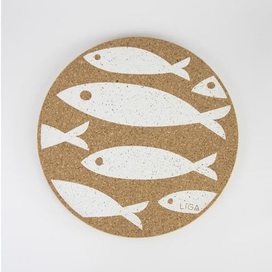 LIGA Organic Cork Placemat - White Fish Design