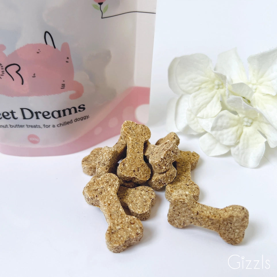 Gizzls Sweet Dreams Dog Treats - Peanut Butter & Chamomile 100g