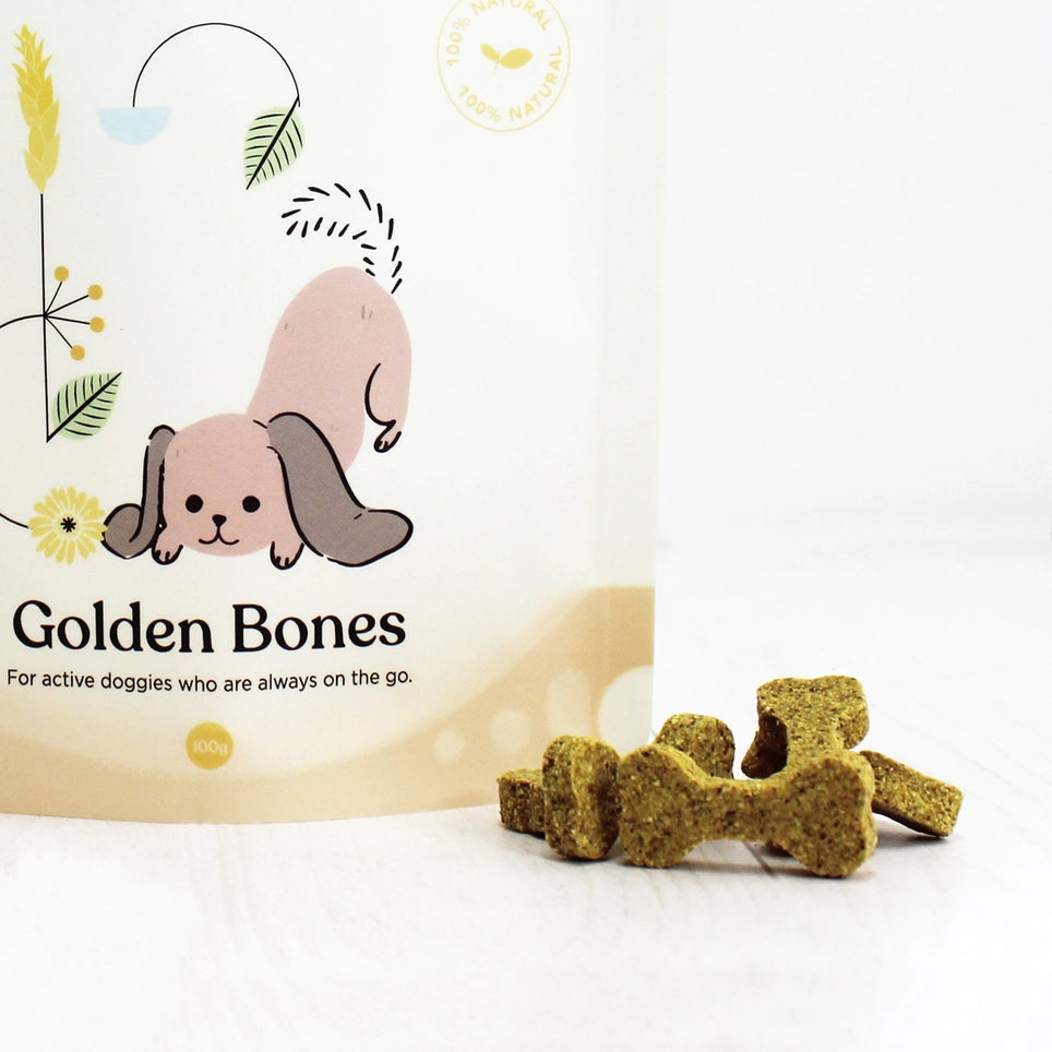 Gizzls Golden Bones Dog Treats - Peanut Butter & Turmeric 100g