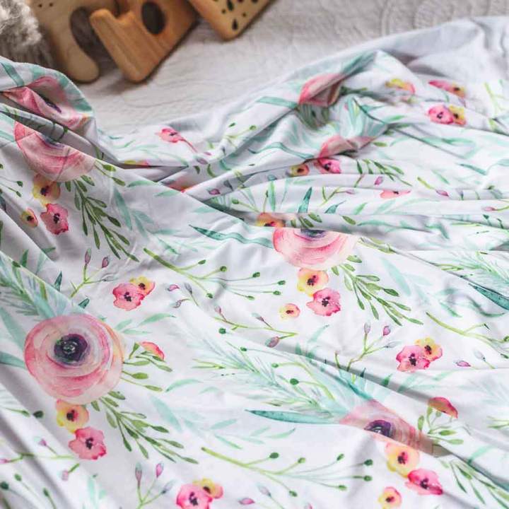 Floral Kiss Supersoft Stretch Muslin Swaddle Blanket - 120x120cm