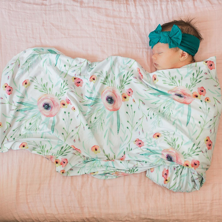 Floral Kiss Supersoft Stretch Muslin Swaddle Blanket - 120x120cm