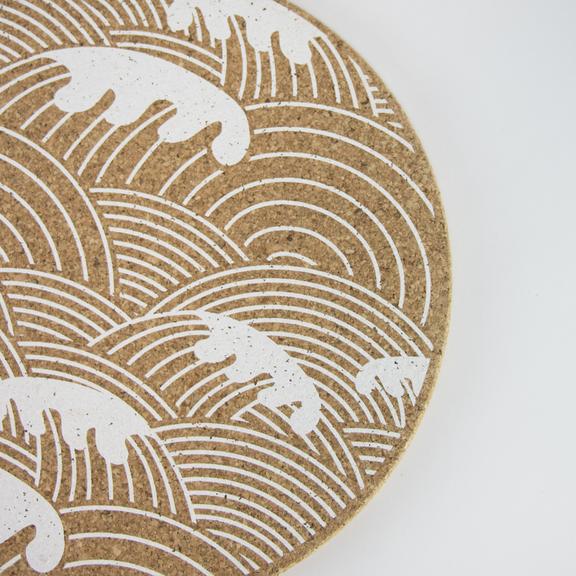 LIGA Organic Cork Coaster - White Wave Design